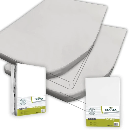 Dexitex - Draps Caravane 2 pièces - 1 Drap Housse + 1 Protège-Matelas - pour Caravane Matelas - Lit Caravane - Lit Camping Car - Oeko-Tex - 100% Coton - (135-160cmx190-210cm)
