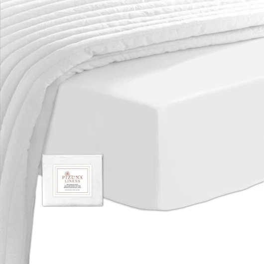 100% Coton Pur Drap Housse 140x200 cm Blanc, Coton Longue Tige 400 Fils Armure Satin, Drap Housse de Luxe Bonnet 40 cm (Blanc Drap-Housse Coton 2 Personnes) Blanc Drap housse - 140 x 200 cm
