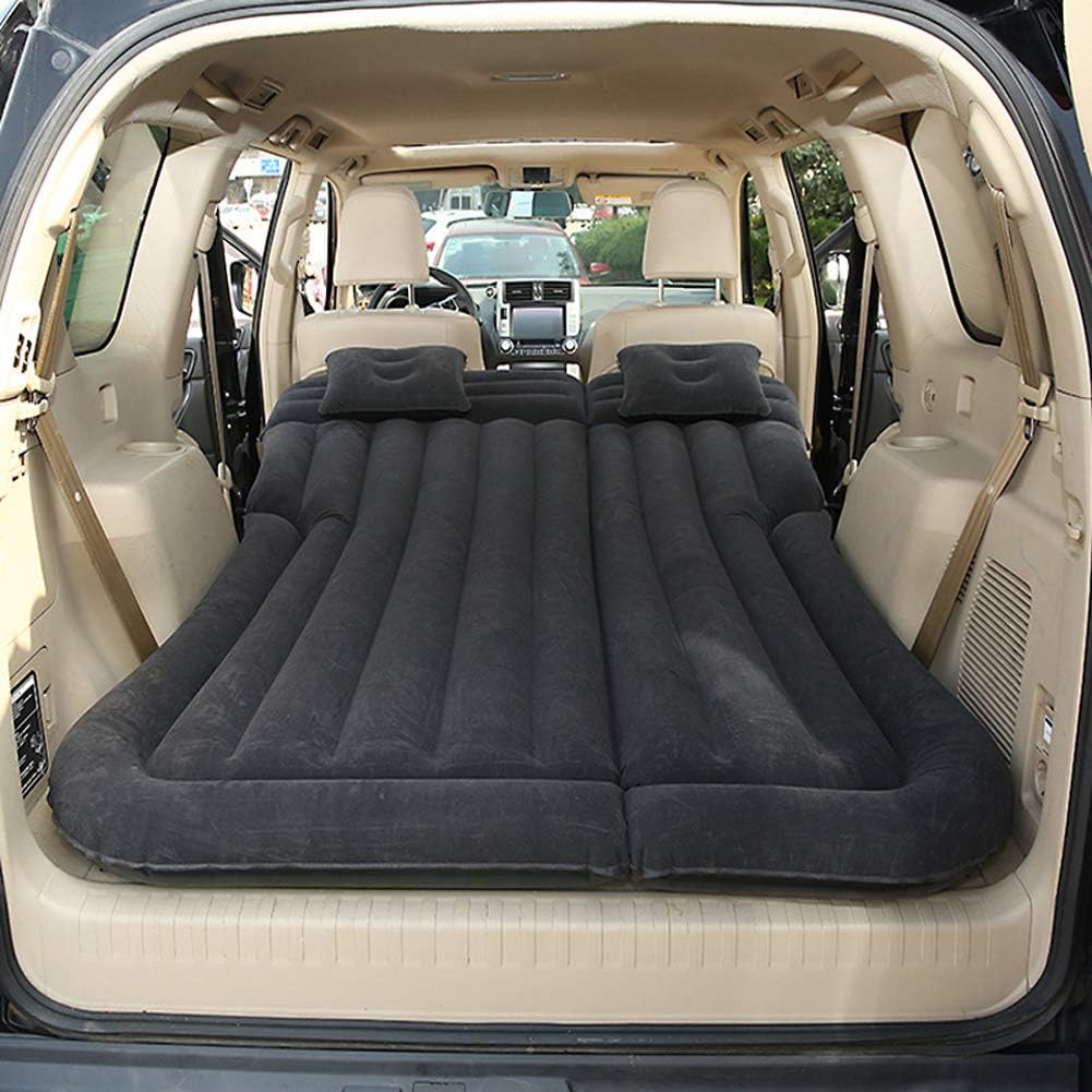 Matelas Gonflable Lit de Voiture Matelas pneumatique SUV avec Pompe à air et Oreillers pour Voyage, Camping, activités de Plein air (Noir)