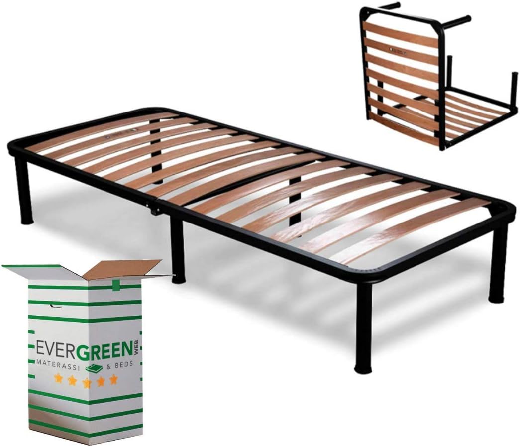Evergreenweb - Sommier lit Pliable 120x190 cm orthopédique Haut 35 cm- sommier à Lattes en Bois de Etre renforcé - avec 6 Pieds Amovible 120 x 190 cm