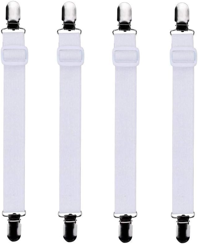 4Pcs (60cm à 200cm) Tendeur Drap Housse Lit Drap Réglable,Tendeurs de Maintien,Convient à Tous Lits et Matelas,Blanc L-4Pcs Blanc