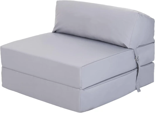 Ready Steady Bed Chaise Pliante Z-Fold Confortable - Canapé-lit Futon léger - Housse Souple et résistante à l'eau - Matelas Zbed de Conception Ergonomique (Argent)