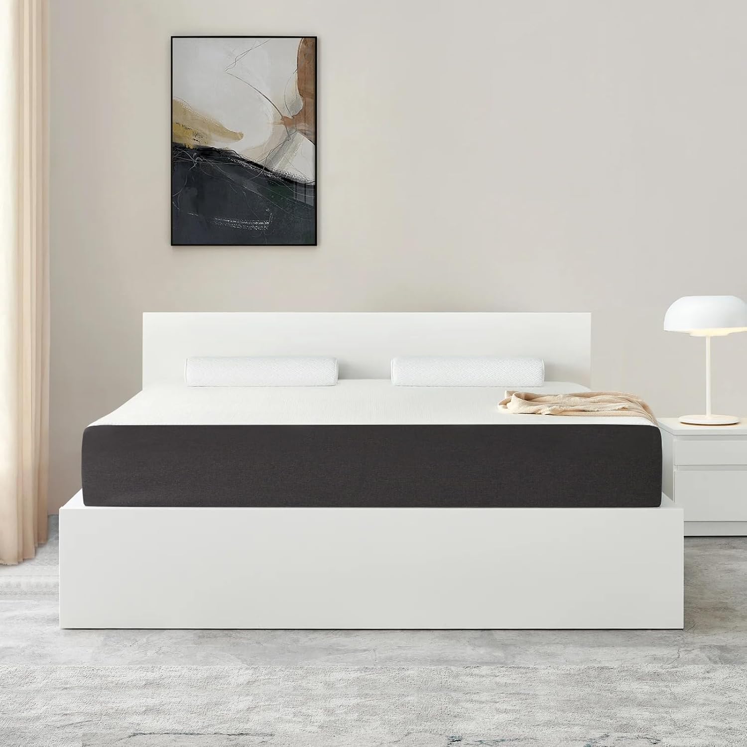 IZTOSS Luxe Matelas 140x190 - Épaisseur 16cm - Mousse à Mémoire de Forme - Confort Mi-Ferme - Blanc + Gris Matelas 140x190x16(Blanc+Gris)