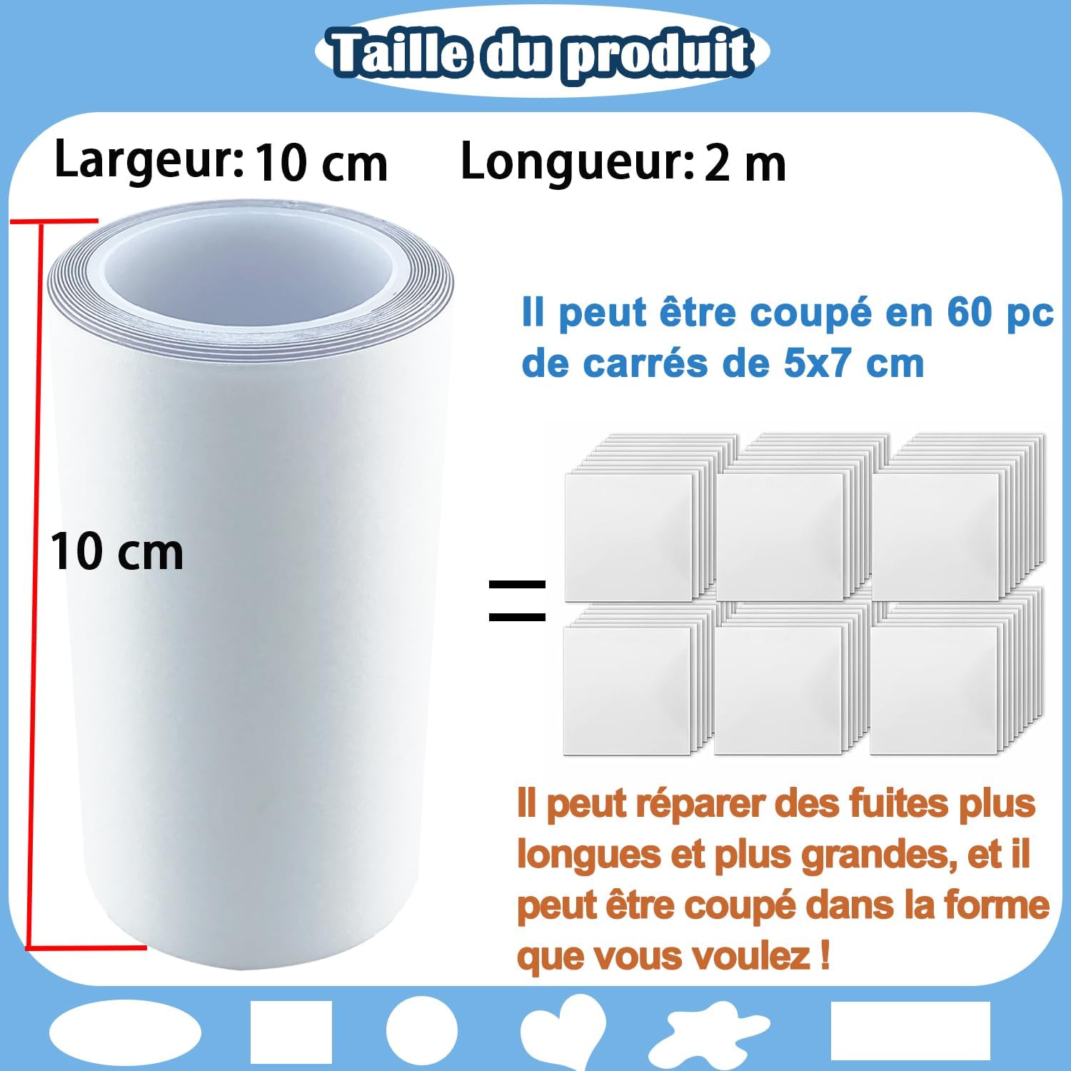 Kit de réparation gonflable de 10,2 x 2,1 m - En TPU imperméable - Pour matelas pneumatique - Ruban de réparation pour piscine - Bouée de piscine - Flotteurs rebondissants - Jouets gonflables 1Roll 4IN*7FT