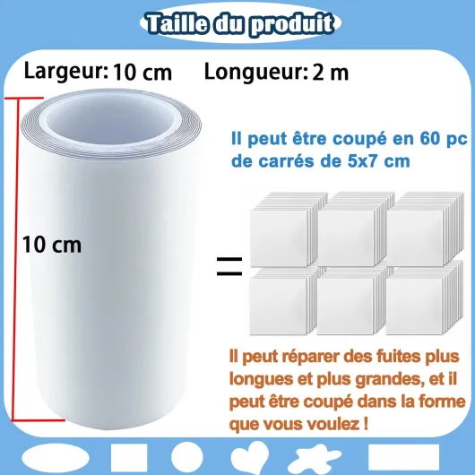 Kit de réparation gonflable de 10,2 x 2,1 m - En TPU imperméable - Pour matelas pneumatique - Ruban de réparation pour piscine - Bouée de piscine - Flotteurs rebondissants - Jouets gonflables 1Roll 4IN*7FT