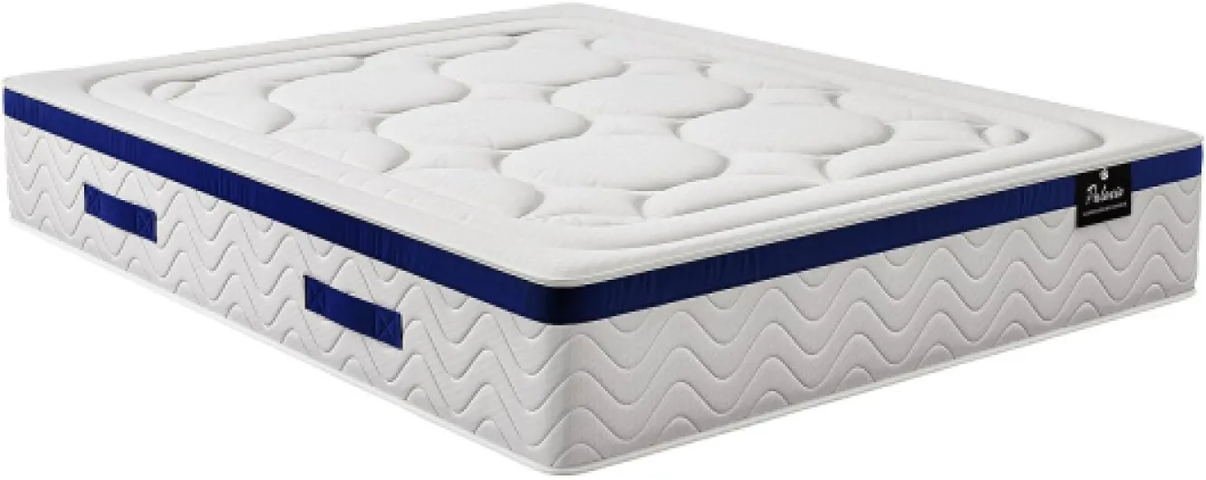 Ensemble sommier + Matelas Ressorts ensachés mémoire de Forme Dessin placé Marquis de DREAMEA - ép - 30cm - 140 x 190 cm - Bleu