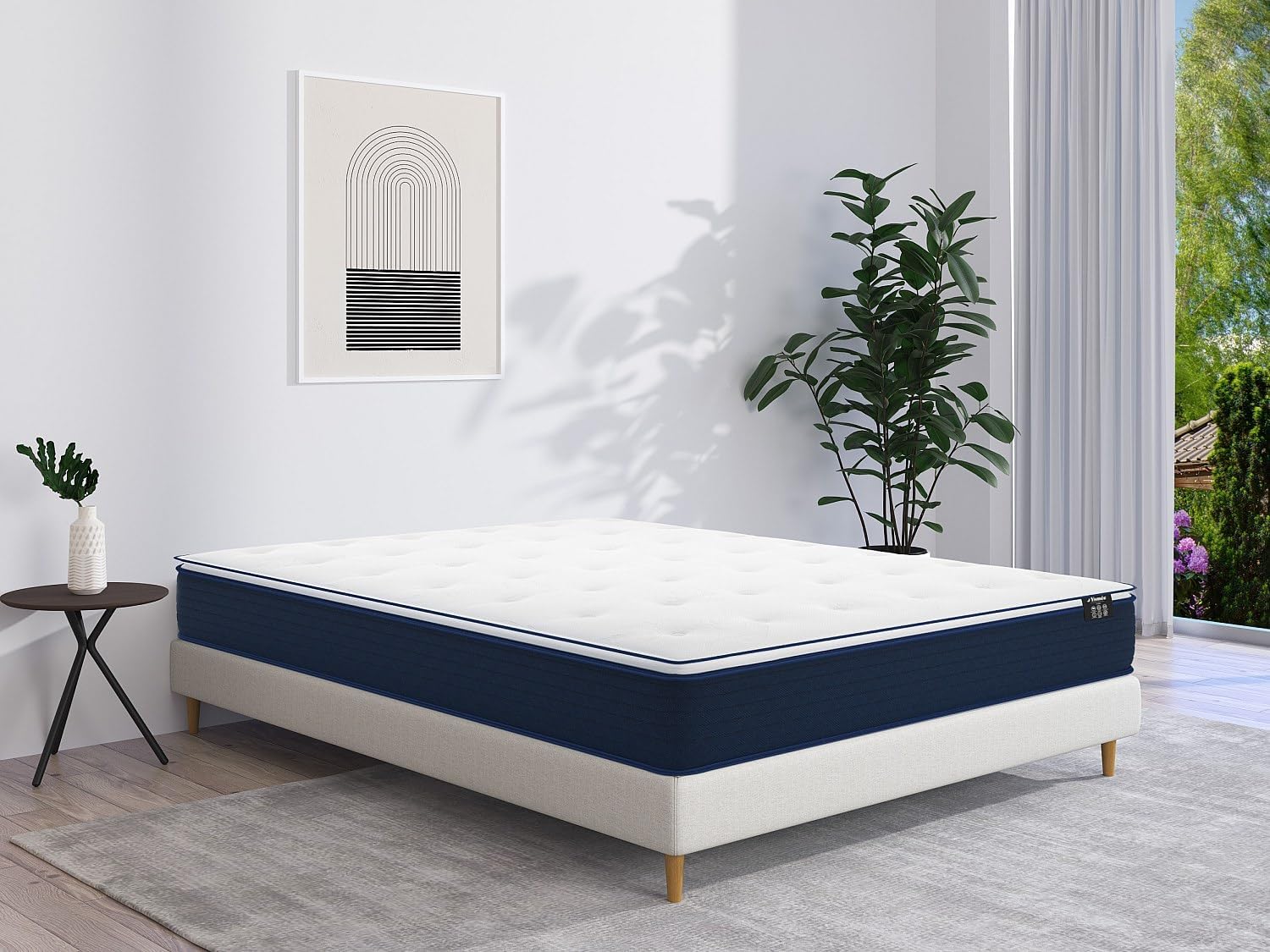 Vente-Unique - Matelas Ressorts ensachés et surmatelas intégré ALTIER de DREAMEA - 160 x 200 cm