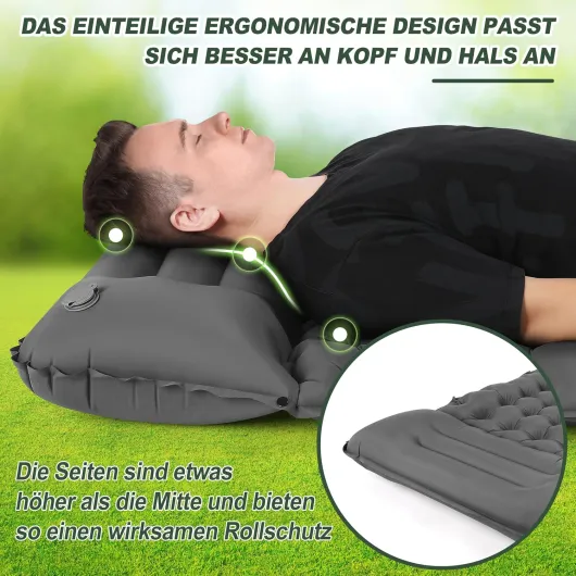 Matelas Camping autogonflant Matelas Gonflable avec Pompe à Pied intégrée Idéal pour Le Camping et Les Voyages Confortable et Peu encombrant Couleur Grise 1 personne