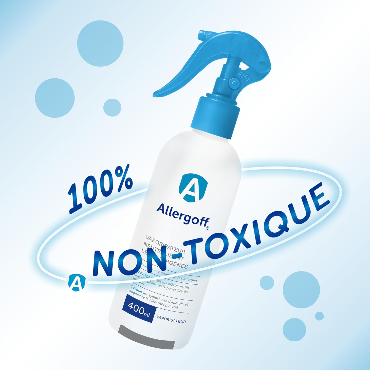 Allergoff Spray Anti Acariens pour Matelas et Textiles – Sans Poison – Acariens Traitement Lit lutte Efficace contre Pollens, Moisissures et Allergies Animaux – 400ml Spray 1 unité (Lot de 1)