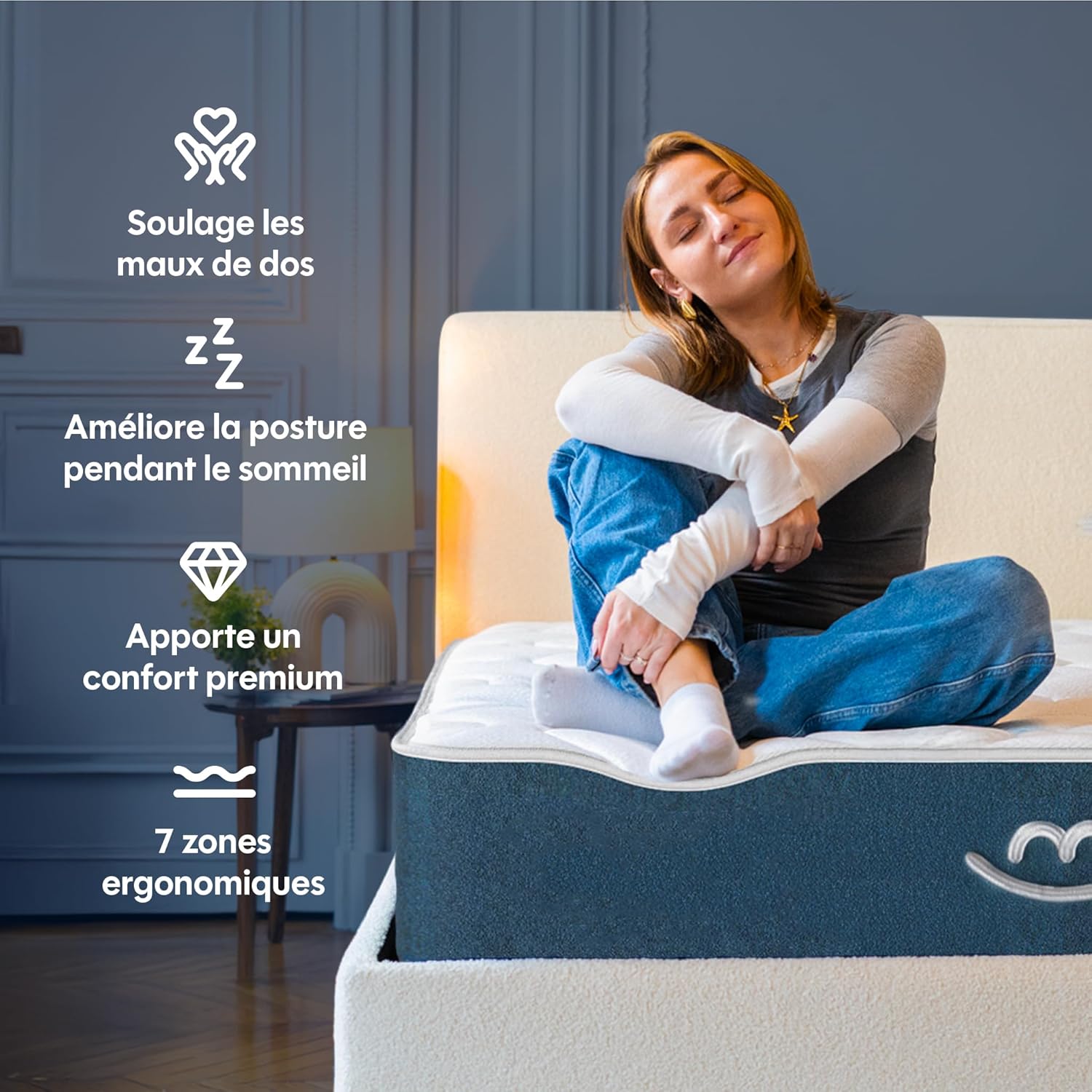 Matelas Mila 70x190 cm – Épaisseur 22 cm – Ressorts ensachés & Mousse Multicouche – 7 Zones ergonomiques – Soutien mi-Ferme – Respirant & Durable – Fabrication Europe 22cm Hybride 70 x 190 cm