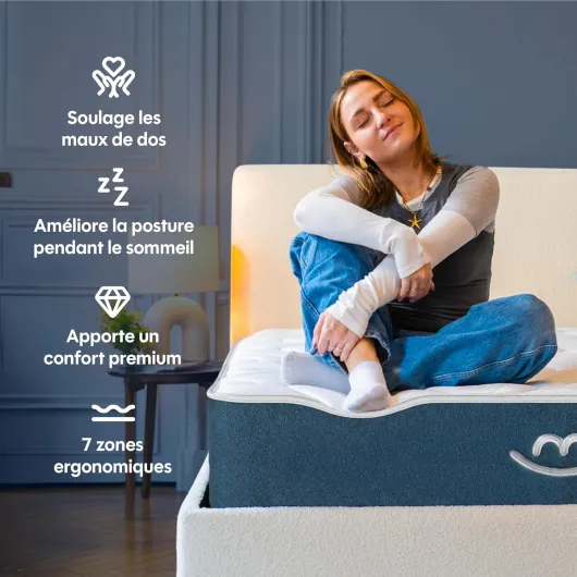 Matelas Mila 70x190 cm – Épaisseur 22 cm – Ressorts ensachés & Mousse Multicouche – 7 Zones ergonomiques – Soutien mi-Ferme – Respirant & Durable – Fabrication Europe 22cm Hybride 70 x 190 cm