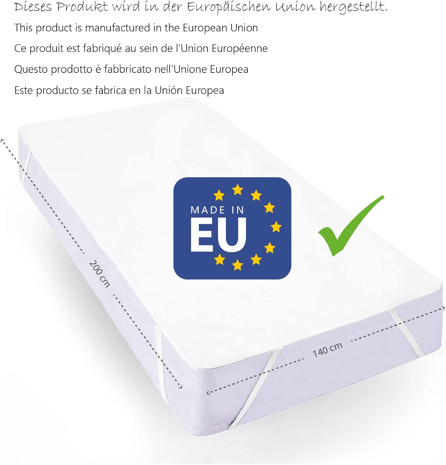 Protège-Matelas 140 x 200 Imperméable avec 4 Bandes Élastiques – Certifié Oeko Tex® - Ultra Fin, Résistant et Doux – Alèse 100% Jersey - Respirant et Absorbant, Fabriqué en Europe 140 x 200 cm