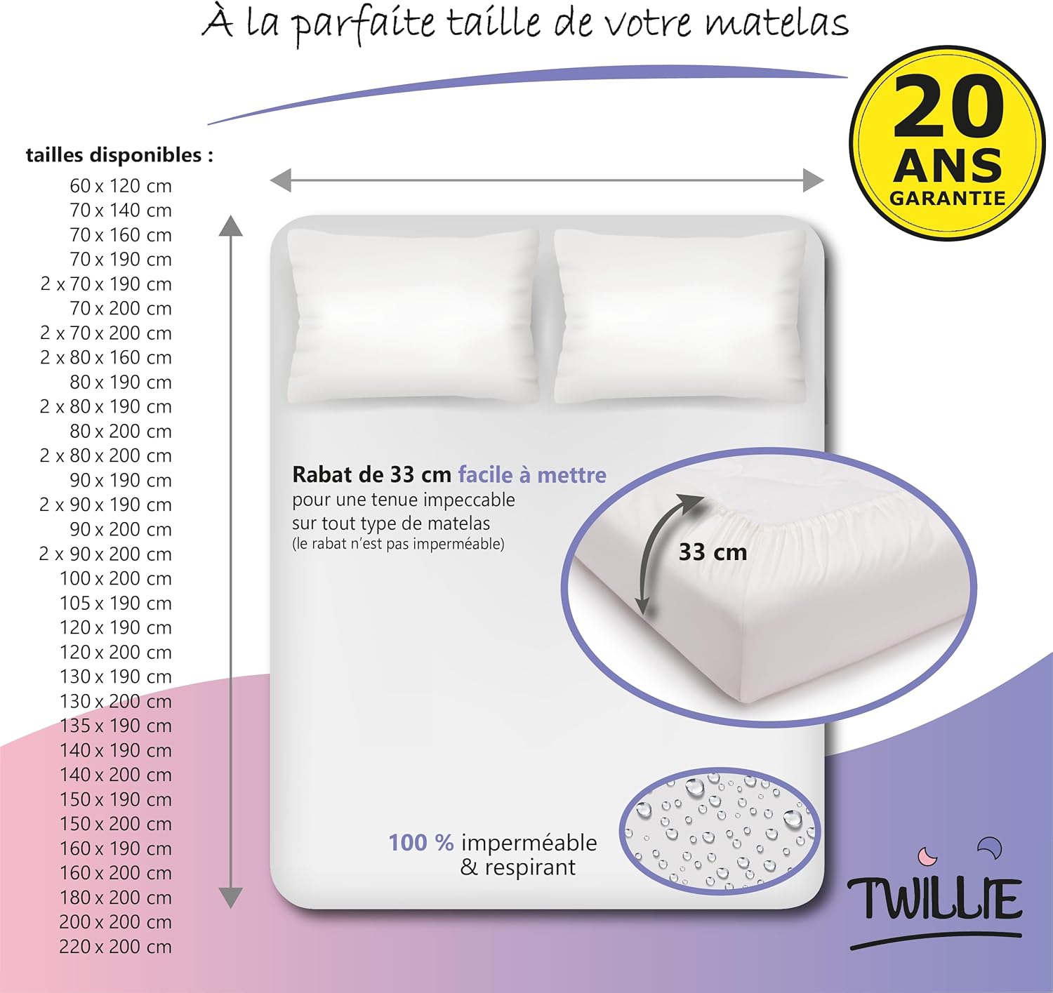 Protège-Matelas 80 x 200 cm Imperméable et Respirant - Alèse Qualité Supérieure Certifié Oeko-TEX® - Aegis® - Hypoallergénique - Anti Acarien, Bactérien – Housse Matelas 100% Polycoton