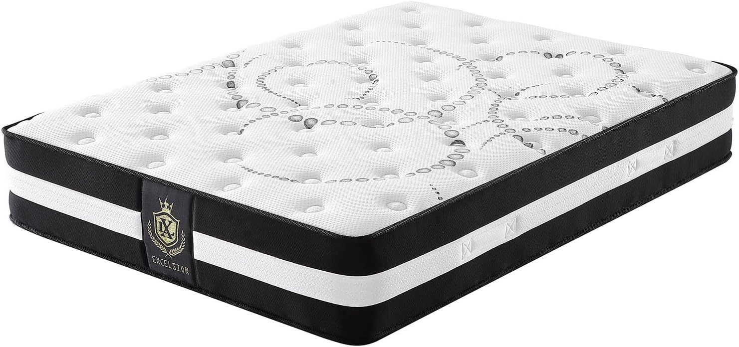 Matelas Excelsior : Mémoire de Forme & Ressorts ensachés - Antidouleur Articulation - 30 cm d'épaisseur (180x200 cm) 180 x 200 cm