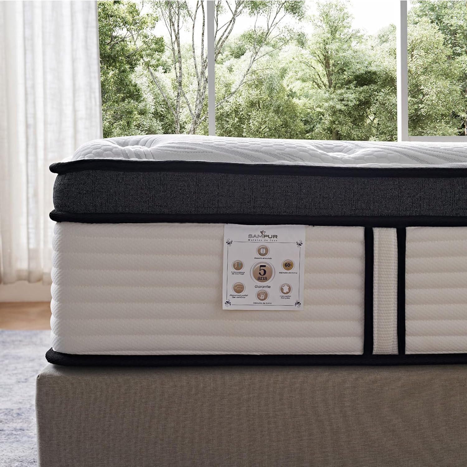 Matelas Grand View : Mémoire de Forme, Latex & Ressorts ensachés - Confort Haut de Gamme - 26 cm d'épaisseur (140 x 190 cm)