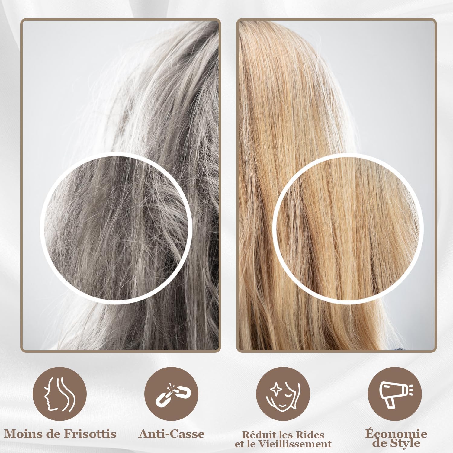 Adubor Taie Oreiller 100% Soie, 23 Momme Soie de Mûrier, Grade 6A, Taie d'oreiller Soie pour la Santé des Cheveux et de la Peau, avec Fermeture Éclair Dissimulée (65×65cm, Beige, 1 pièce) Beige 65 × 65cm