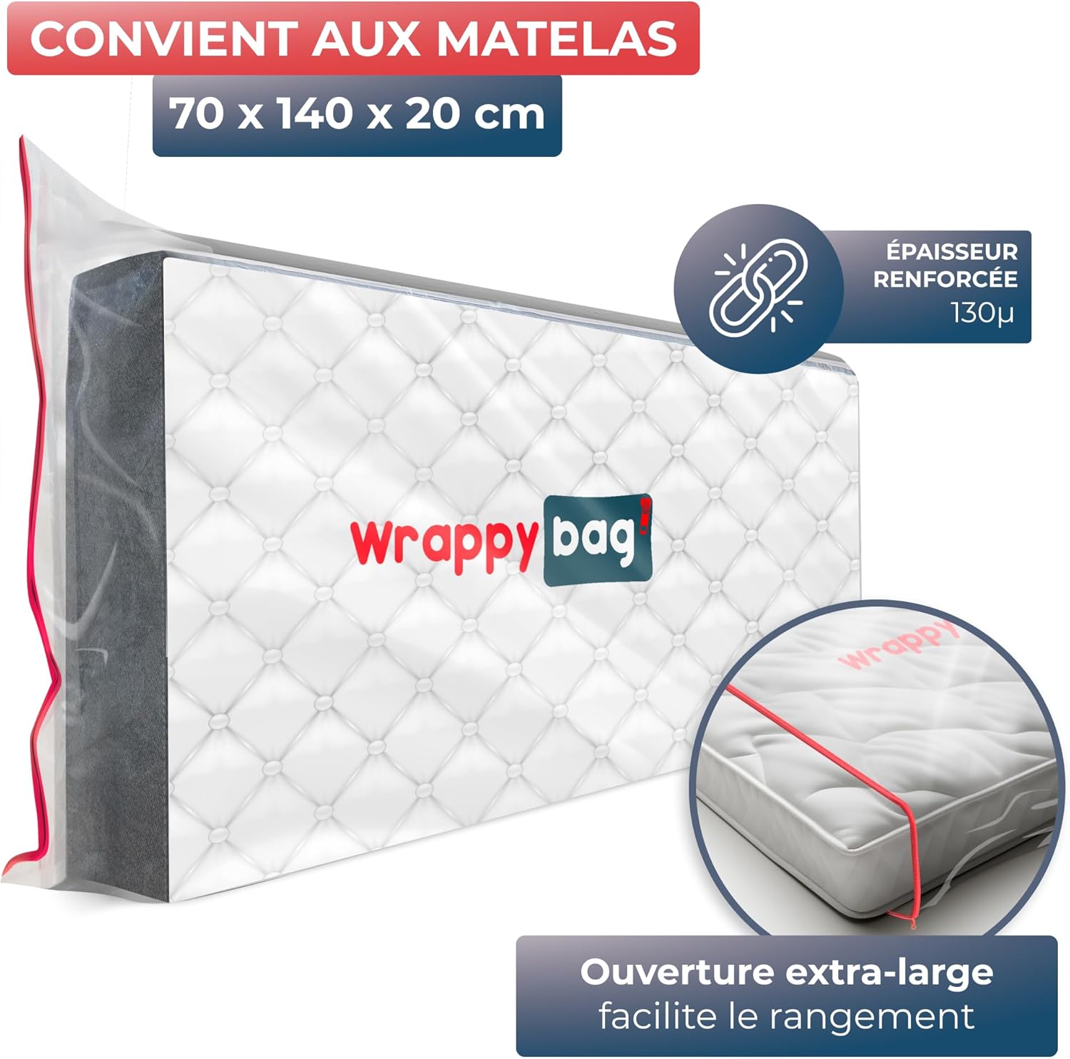 Housse de Protection en Plastique pour Matelas – 5 Tailles Disponibles – Sac de Rangement Imperméable et Résistant aux Déchirures – pour Déménagement, Stockage & Transport 70 x 140 lot de 1