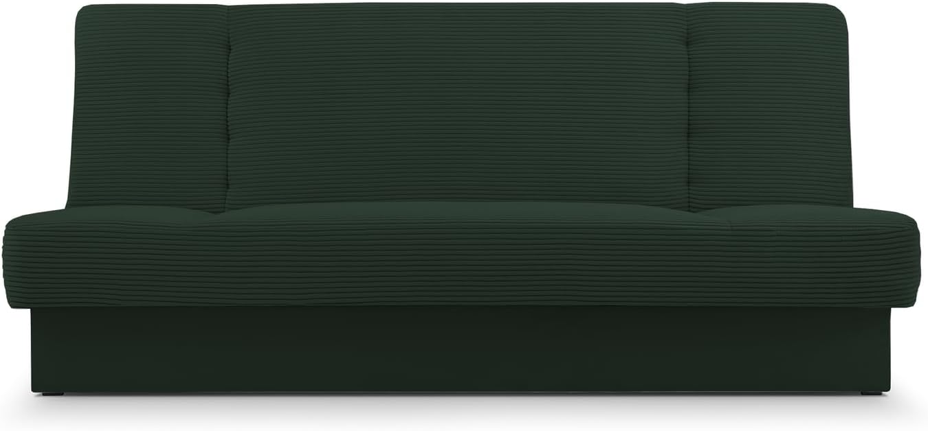 Canapé en lit Convertible avec Coffre de Rangement 3 Places Relax clic clac Banquette BZ en Tissu - 192x92x85cm - Cyprus New - Vert Foncé (Poso 14 + Kronos 14)
