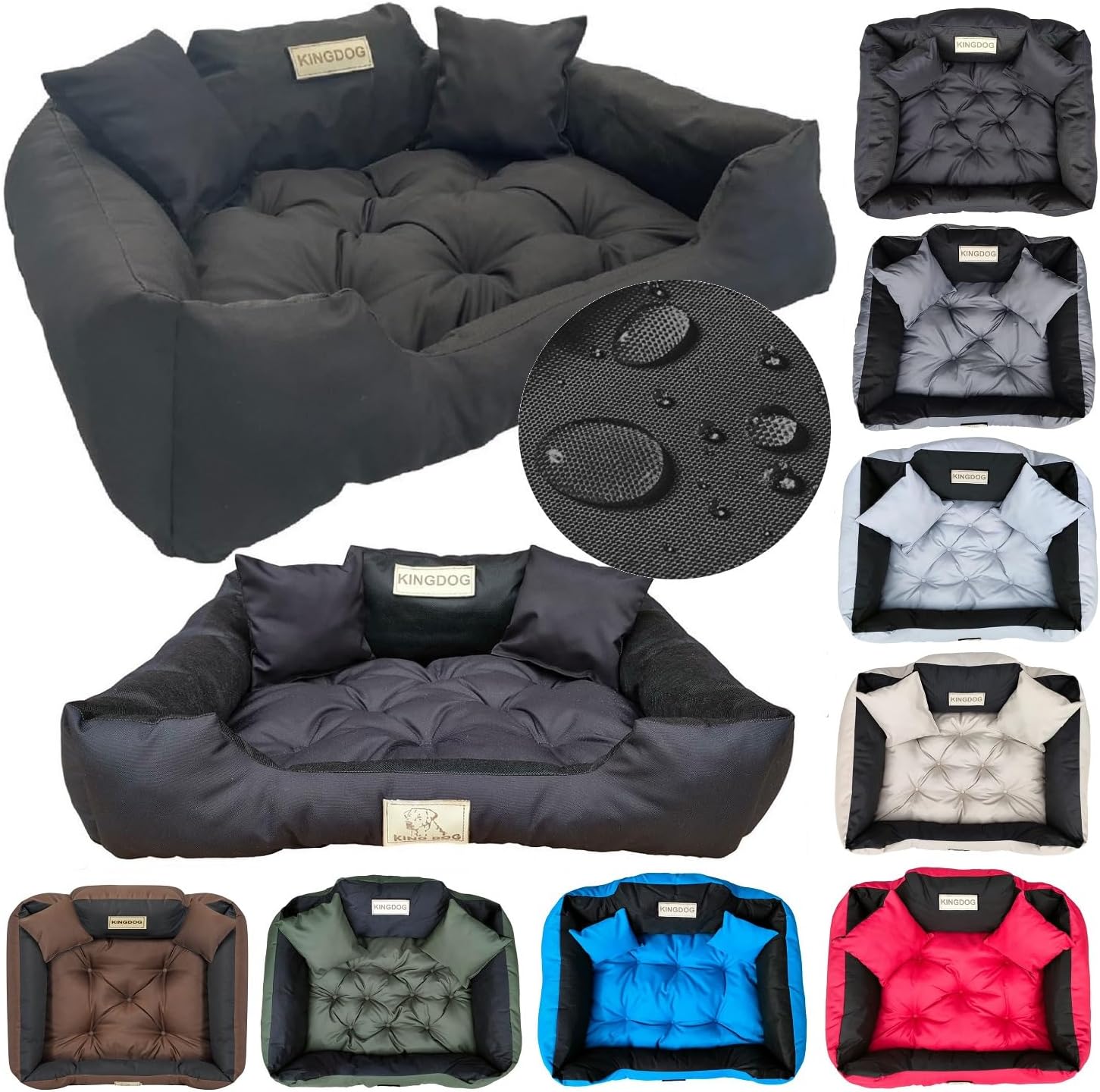 KING DOG Un lit pour très Grands Chiens XXL 130x105 cm - Coussin imperméable pour Chien - Canapé pour Chien adapté au Lavage - Moelleux et Douillet, Super Doux - Made in EU Noir Noir XXL 130 x 105 cm