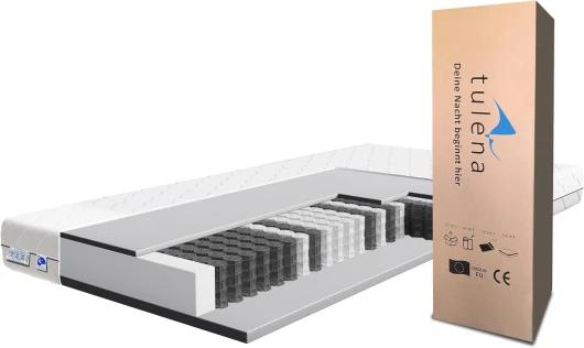 TULENA NOX Matelas 80 x 190 cm - Matelas à Ressorts Ensachés - Fermeté H1 + H2 Basic 18 cm d'Épaisseur - Enroulable réversible H1+H2 Basic 80 x 190 cm