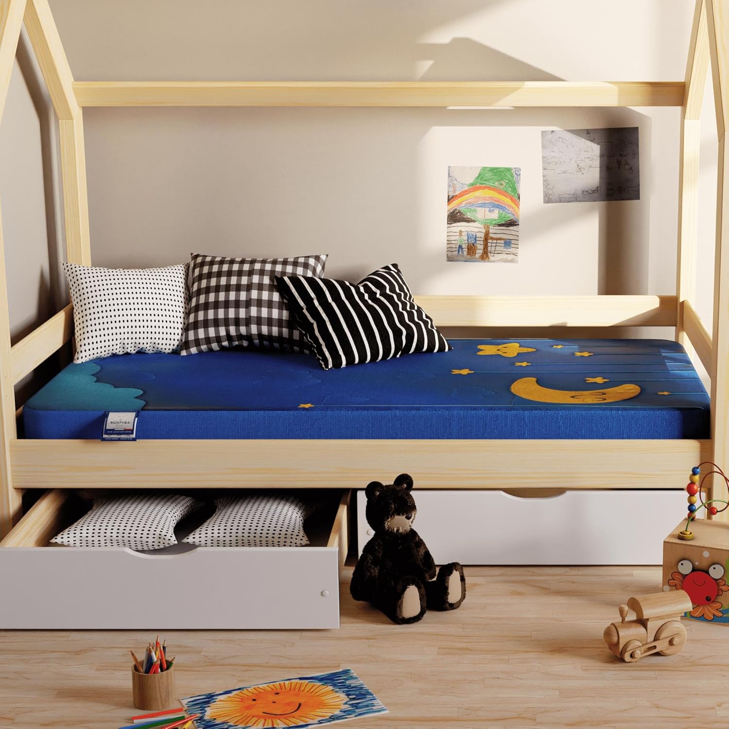 MORPHEA Matelas 60x120 cm Enfant – Latex 100% Naturel – Latex Baby Noah - Coton Organique Recyclé Waterproof – Soutien Mi-Ferme - Idéal pour Bébé et Enfants Jusqu’à 40kg - Marque Française Mousse haute densité de 10 cm 60 x 120 cm