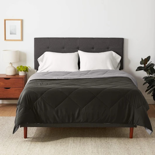 Couette réversible en microfibre Doudou, gris/noir, 140 x 200 cm 140x200 cm Gris/Noir