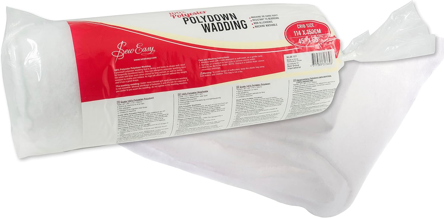 Sew Easy Ouate de rembourrage en polyduvet matelassé 100% polyester lavable, taille du berceau 152 x 114 cm 45 x 60" (NLW.101) 152 x 114cm\ 45 x 60” Polyester