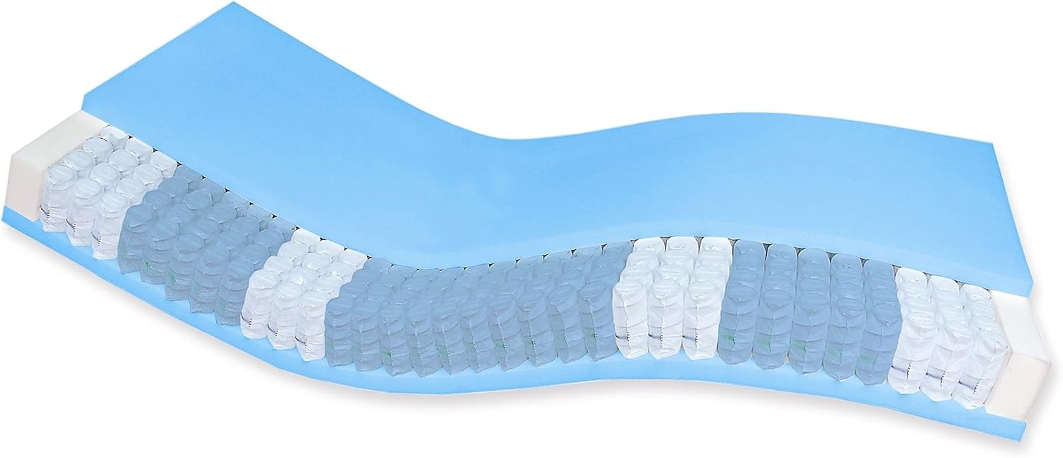 Matelas à Ressorts ensachés 70x220 cm Ferme - 7 Zones de Confort - Housse Respirante et Lavable - Matelas 70 x 220 cm 24 cm epaisseur - 70/220 - Matelas orthopédique Ferme - à partir de 110 kg 70 x 220 cm