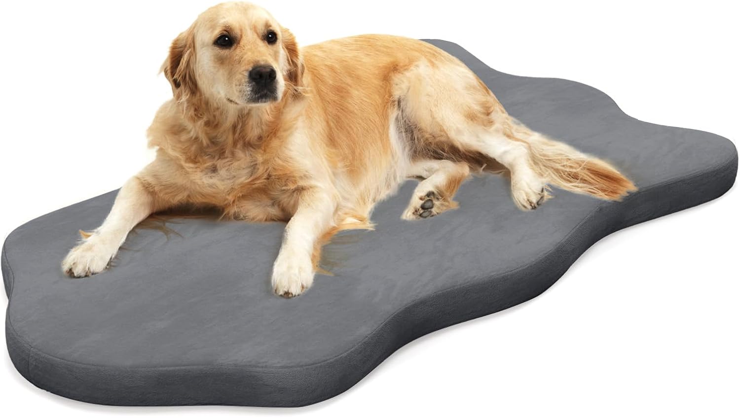 Matelas pour Chien en Mousse à Mémoire de Forme, Coussin Orthopédique pour Chien avec Housse Amovible et Lavable, Grand Lit pour Chien Antidérapant et Imperméable, 110 x 66 x 5CM (Gris)