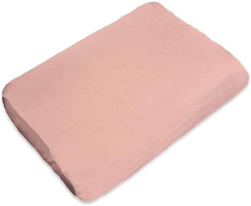 PAPATE - Housse de Matelas à Langer en Gaze de coton Biologique, Doux et Respirants 50x70cm - Multi-usages pour Bébé et Enfants - Fabriqués en France - Idéal pour Nouveau-nés (Rose)