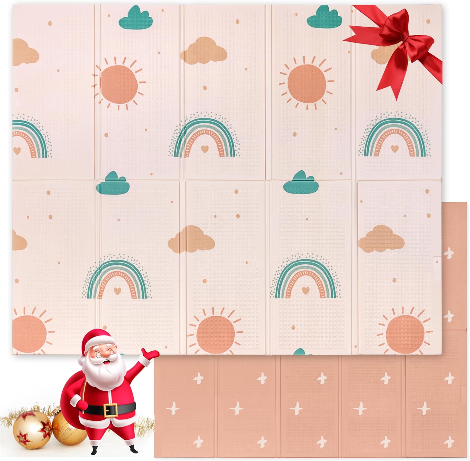 Tapis de Jeu pour Enfant Bebe 150x180x1cm Tapis de Sol XXL en Mousse Epais Pliable Reversible - Tapis d'éveil pour Bébé - Tapis de Sol Bebe Favorisant Le Développement Sensoriel Arc-en-ciel