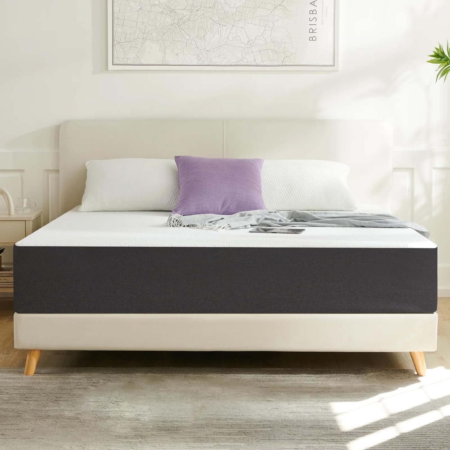 IZTOSS Luxe Matelas 160x200 - Épaisseur 25cm - Matelas Mousse - Confort Mi-Ferme - Développé & Produit en Europe (Matelas 160x200x26(Blanc+Gris))