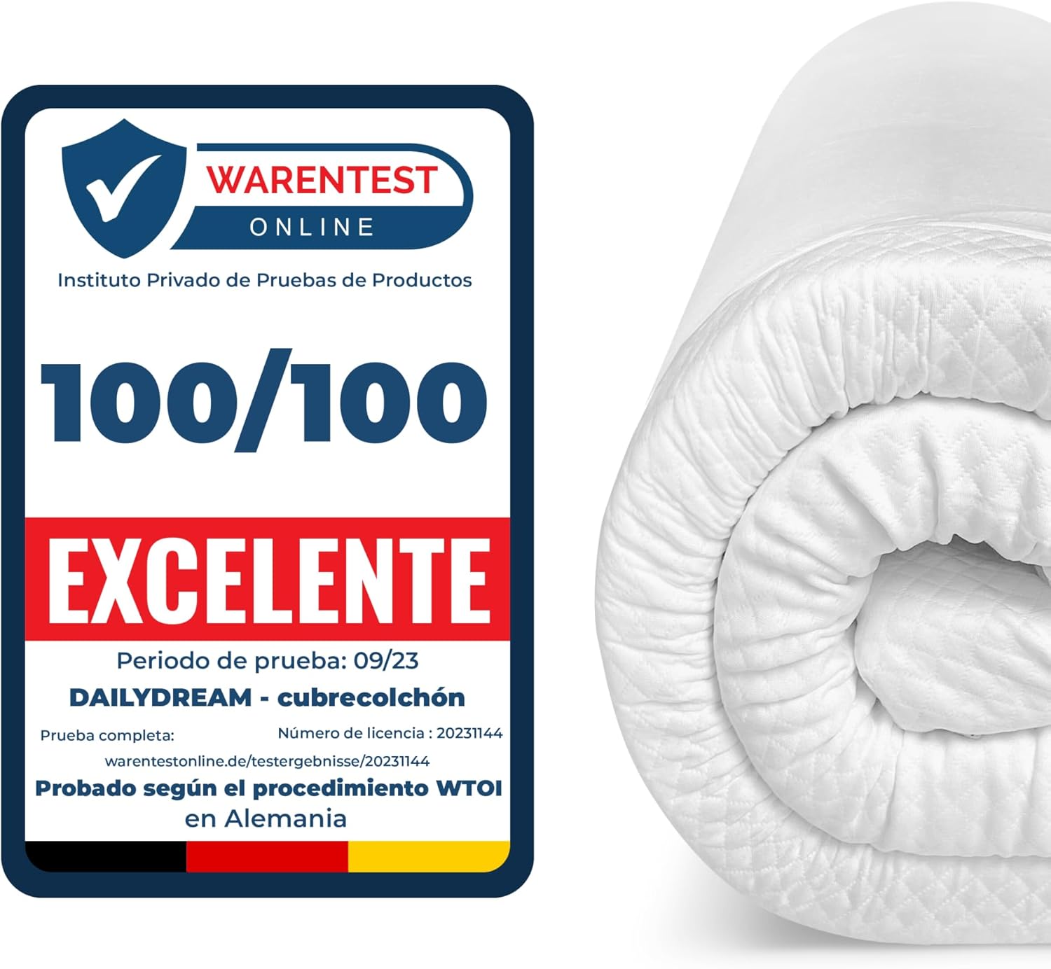 Surmatelas viscoélastique Dailydream Model M à Effet mémoire de Forme, 80x200x5cm, Edition Standard 80 x 200 cm Modèle M - 80 à 100kg