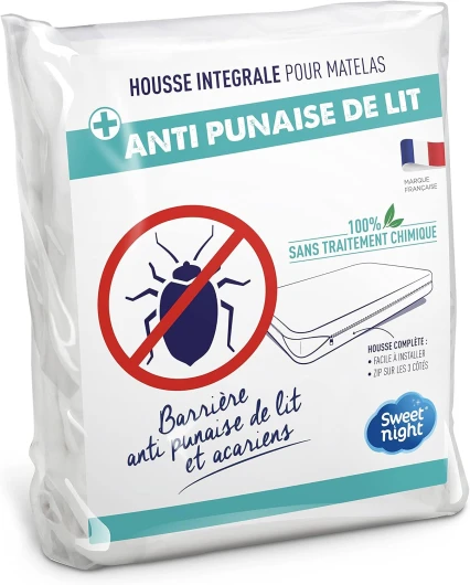 Sweetnight - Housse intégrale Matelas 140x190 cm - Anti-Punaise de lit et Anti-acariens - Rénove Matelas - Fermeture à glissière - sans Traitement Chimique - EP - jusqu'à 25 cm 140x190x25 cm