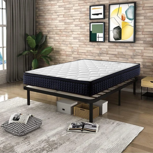 IZTOSS Lit 160x200 avec Sommier et Matelas - Matelas 160x200x27 Mémoire de Forme - Sommier 160x200 avec Pieds (Ensemble Matelas et Sommier 160x200 cm) Blanc,noir L-CD-7 matelas 160x200x27+sommier 160x200