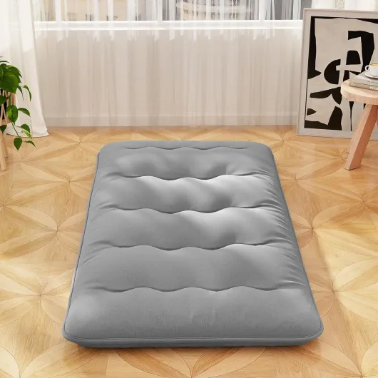 Matelas Futon Portable Pliable, Matelas Futon Japonais 90 x 200 cm, Housse Lavable, Matelas de Sol avec Sac de Transport, pour Le Camping, Les Voyages, d'Invités, Gris L - 90 x 200 cm Gris