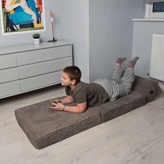 Futon Pliable Jumbo Cord Single Z-Bed Matelas Sofa - Sleepover Guest Salon - Soft et Confortable Chaise - léger et Durable - Qualité Cordon Tissu Meuble (Anthracite)