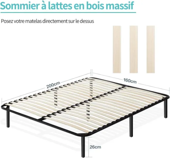 IZTOSS Lit 160x200 avec Sommier et Matelas - Matelas Mémoire de Forme 160x200x17 - Sommier 160x200 avec Pieds Blanc,noir L-CD-7 Matelas 160x200x17+Sommier 160x200