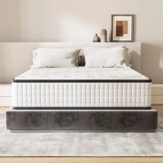 Matelas à mémoire de Forme et sommier 160x200 Ensemble, Matelas 160x200 et Parure de lit 4 pièces+Sommiers à Lattes avec 9 Pieds pour Adulte - 2x14 Lattes (160x200x16cm) Ensemble complet lit Matelas 160x200x16