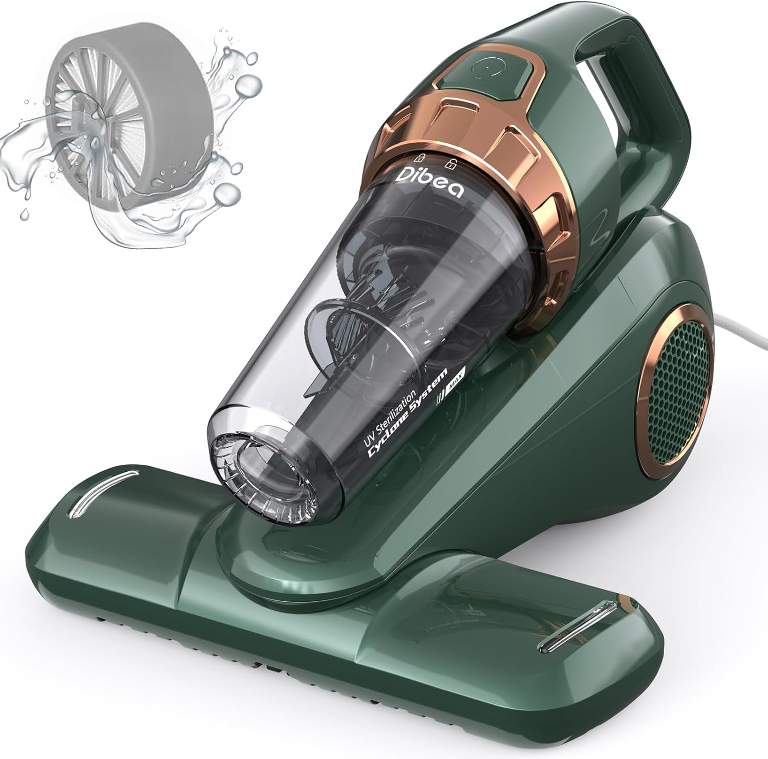 Aspirateur à Rayons UV pour Matelas,Aspirateur pour acariens,Aspirateur à Main 15Kpa,Câble de 4.5m,Système cyclonique,Convient aux Personnes allergiques,pour lit et canapé Vert