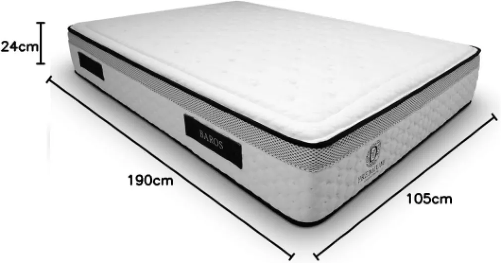 Premium Matelas à mémoire de Forme Baros - Hauteur 29 cm - Tencel - Traitement Sanitized, Blanc, 105 x 190 cm