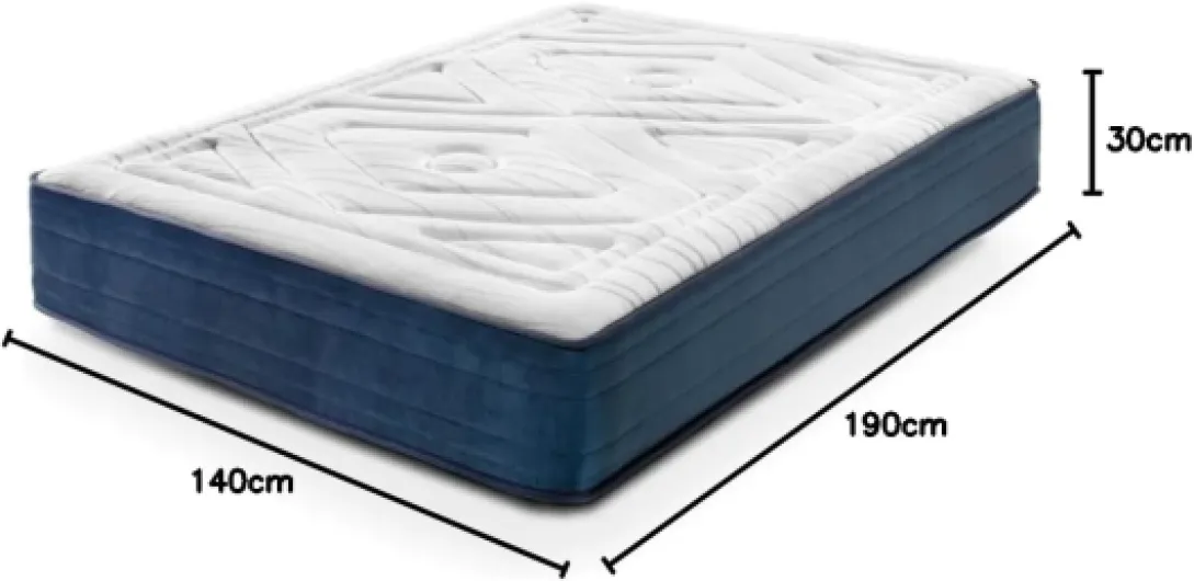 BEZEN Matelas à Ressorts ensachés et mémoire de Forme Nirvana Gran Hotel - 30 cm - Fermeté Moyenne/Haute - 140X190- Effect Relax - Sanitized® et Oeko-Tex® 140 x 190 cm