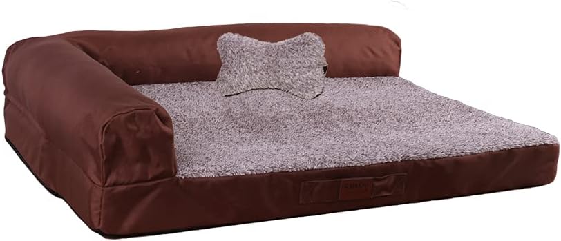 Matelas Chien Orthopédique en Mémoire de Forme,Canapé pour Chien Lit pour Chien Intérieur,Lit pour Chien&Chat Lavable et Antidérapant,Panier Chien Dehoussable (80x60x7cm,Marron Mixte A) 80x60x7cm Marron Mixte A