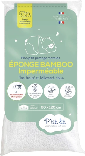 P'tit lit - Protège Matelas Bébé Bamboo - Alèse Imperméable 60x120 cm - Viscose Douce et Soyeuse - Sans traitement chimique - Respirant et Silencieux - Oeko Tex® 60x120 cm (Lot de 1)