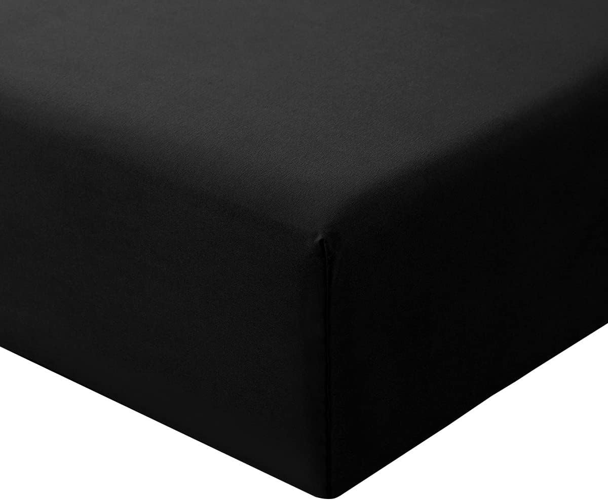 Drap Housse 140x190 Noir - Drap Housse 140 x 190 Bonnet 30cm Matelas en Microfibre 2 Personnes, Très Doux et Respirant avec Élastique Tout Autour