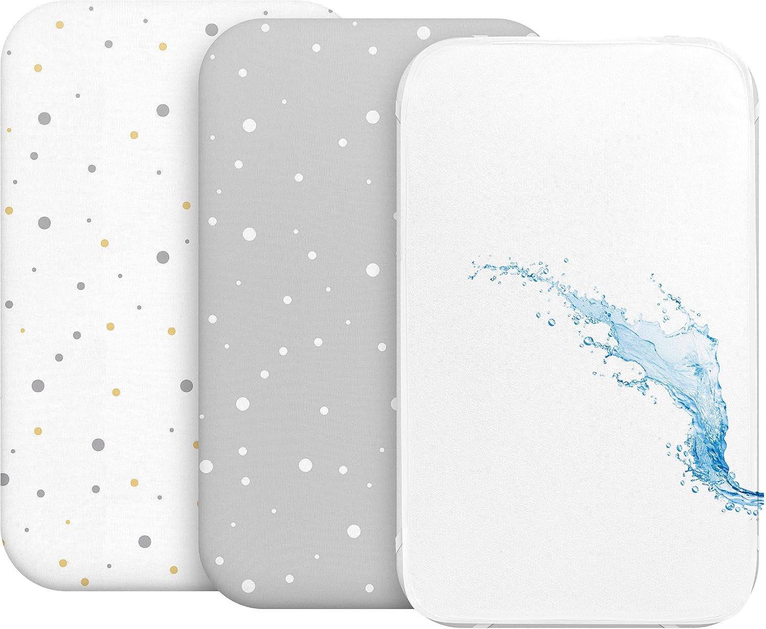 Drap Housse Cododo (Set de 2) + 1 Protège Matelas Impermeable avec Elastique - 3-en-1 - Taille 55x90 cm - Compatible avec Berceaux, Lit Matelas Cododo Bebe - pour Fille et Garçon - Motif Gris 55x90 cm Gris