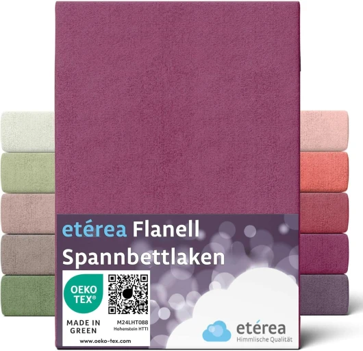 ETÉREA Drap Housse Flanelle 140x200cm - 160x200 - [100% Coton] - qualité de Marque - 140x200cm - 160x200 - Bonnet de 25cm Bed Sheets Cover - Drap-Housse en Flanelle de Coton - OEKOTEX - Bordeaux 140x200 - 160x200 cm Bordeaux