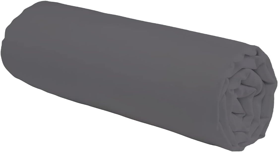 Drap Housse 70x190 cm - 100% Coton - Zinc - 1 Personne - Bonnet 30 cm - Tissage serré 57 Fils/cm² - Linge de lit pour Maison - Doux et Confortable - Certifié Oeko-Tex 70x190 Zinc