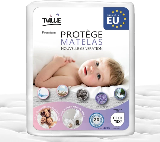 Protège Matelas 70 x 140 cm Imperméable et Respirant - Alèse Qualité Supérieure Certifié Oeko-TEX® - Aegis® - Hypoallergénique - Anti Acarien, Bactérien,– Housse Matelas 100% Polycoton