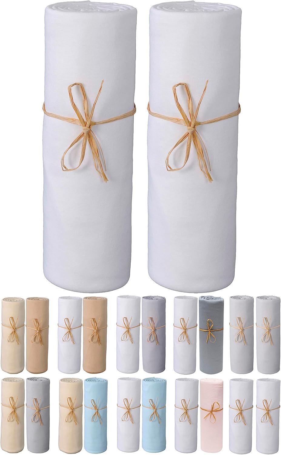 P'tit Basile Drap Housse 60x120 cm - Lot de 2 draps en Jersey peigné 100% Coton Bio - Blanc - pour Matelas bébé Enfant Dimensions 60x120 cm - Extensible sans Repassage - Grands Bonnets 60x120 cm (Lot de 2) Blanc